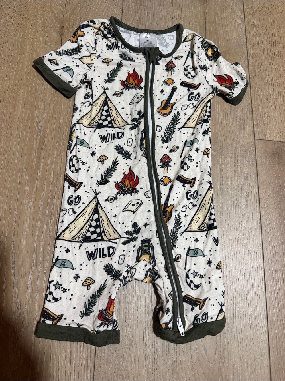 Bamboo shortie|camping print|18-24M